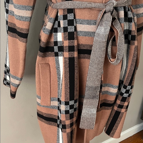 Christian Siriano Brown Plaid Hooded Sweater - Picture 3 of 7